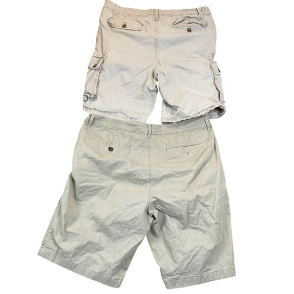 Saddlebred Mens Shorts Bundle 38W Cargo & Flat Front Beige Cotton Blend - Picture 2 of 13